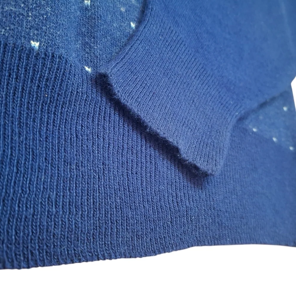 Puritan Navy V-Neck Sweater with Dotted Pattern